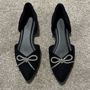 Old Navy Black Flats with Silver Bow Size 6.5